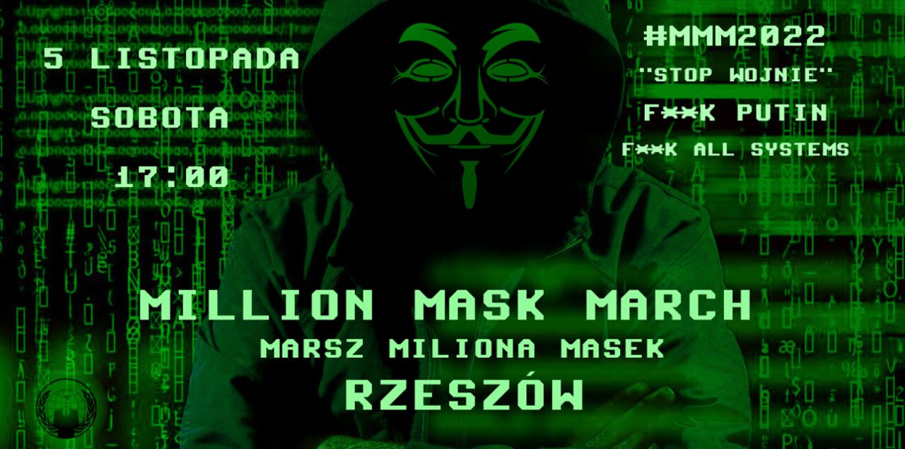 Grafika Anonymous Marsz Miliona Masek 5 listopada