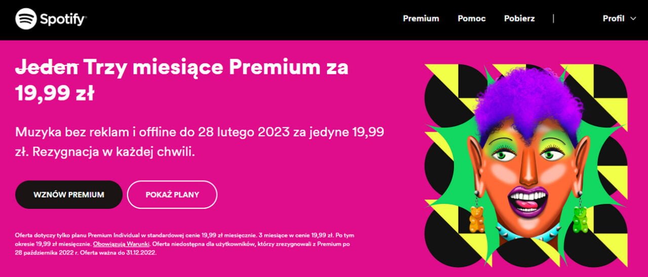Promocja Spotify Premium  3 miesiące w cenie 1