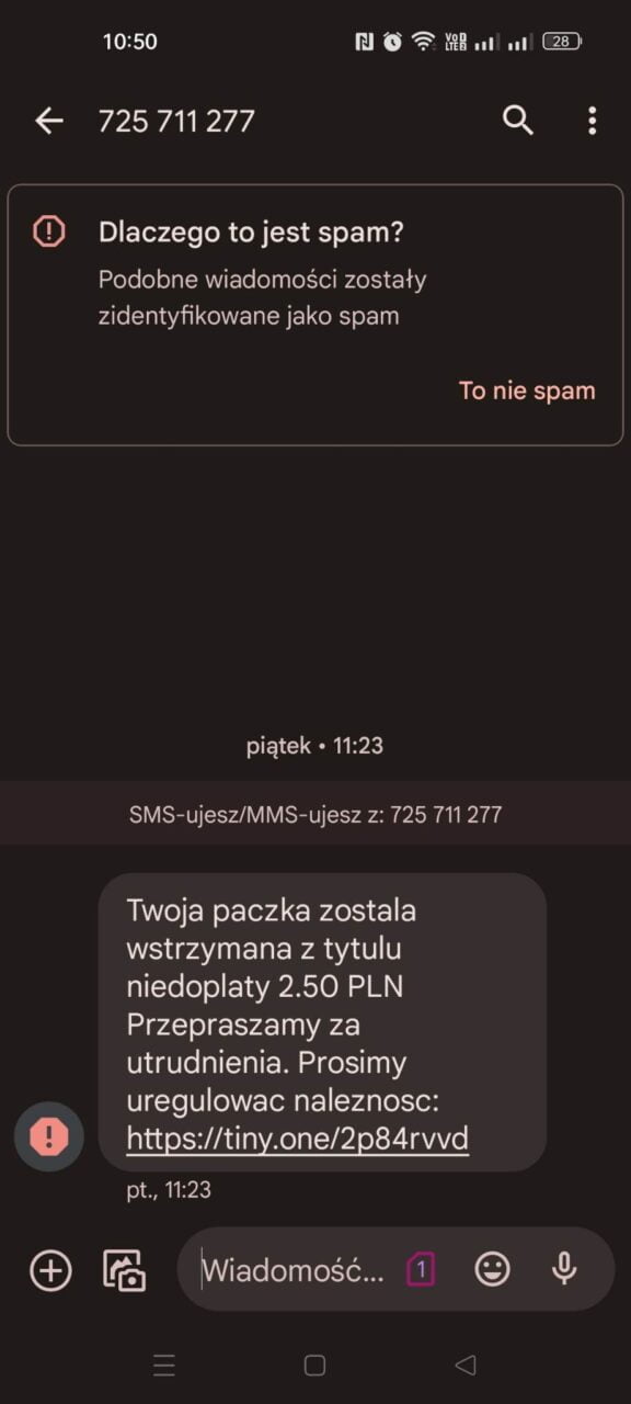 falszywy SMS