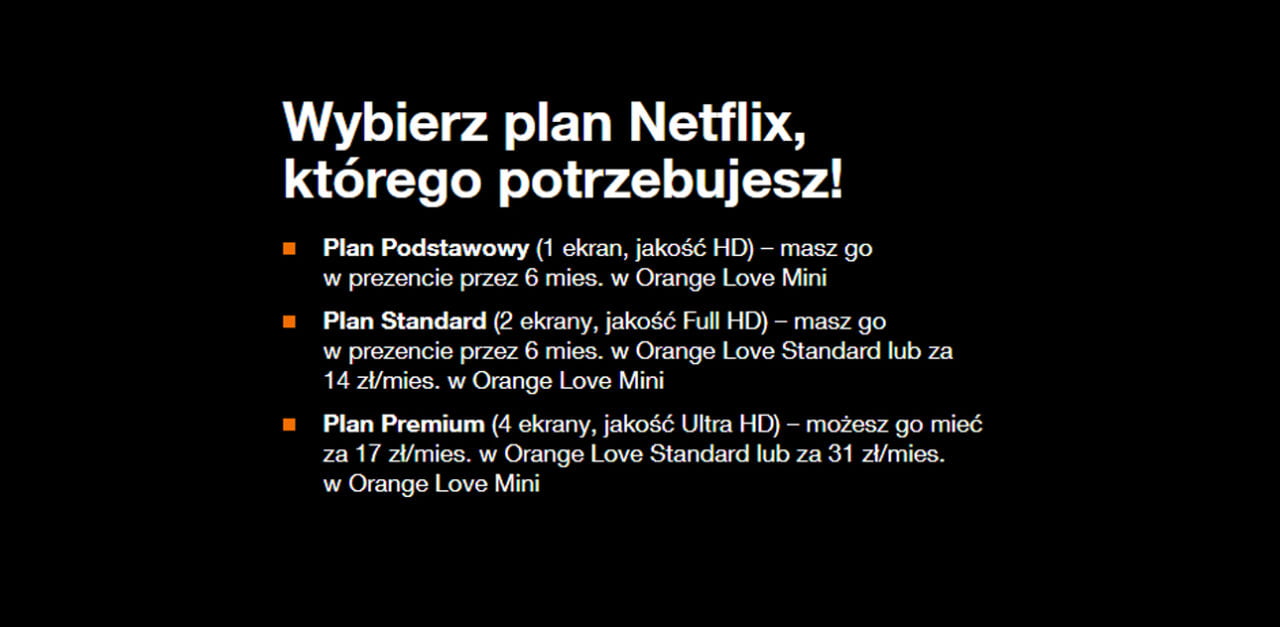 Netflix cena w Orange Fot Orange