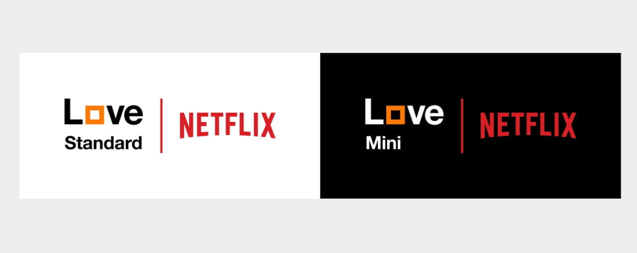 Logo Netflix i Orange wizualizujące ofertę operatora. Po lewej na białym tle, po prawej na czarnym