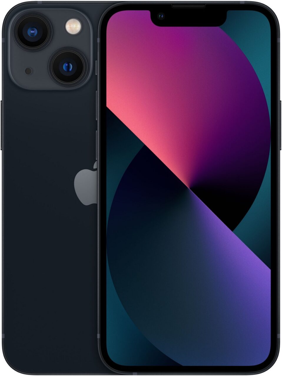 Czarny smartfon z podwójnym aparatem tylne i dużym ekranem z kolorową tapetą.