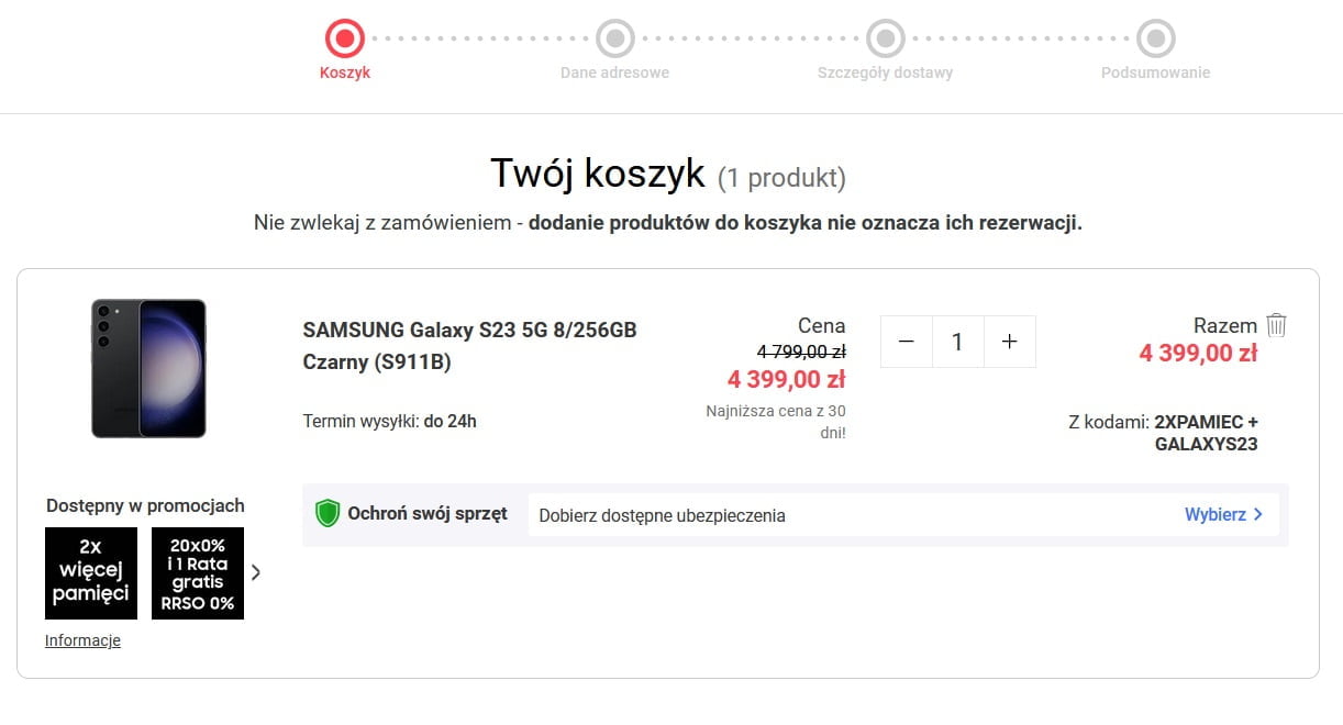 Samsung Galaxy S23 w Neonet koszyk