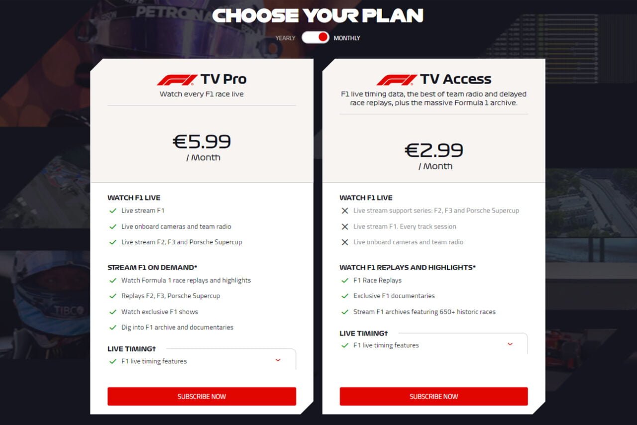 cena za dostęp do F1 TV w 2023 roku