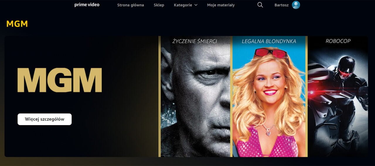 Amazon Prime Video subskrypcja MGM Fot screen z Amazon Prime Video Android. com.pl Bartosz Szczygielski