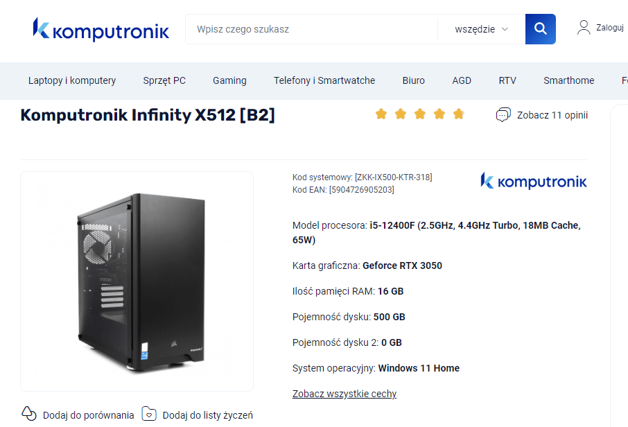 Komputronik Infinity X1512 w świetnej cenie
