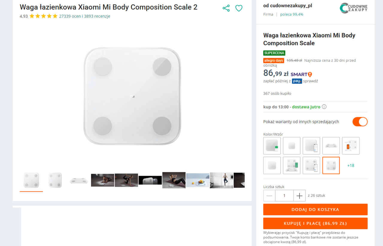 Waga Xiaomi Mi Body Composition Scale 2 na promocji 
