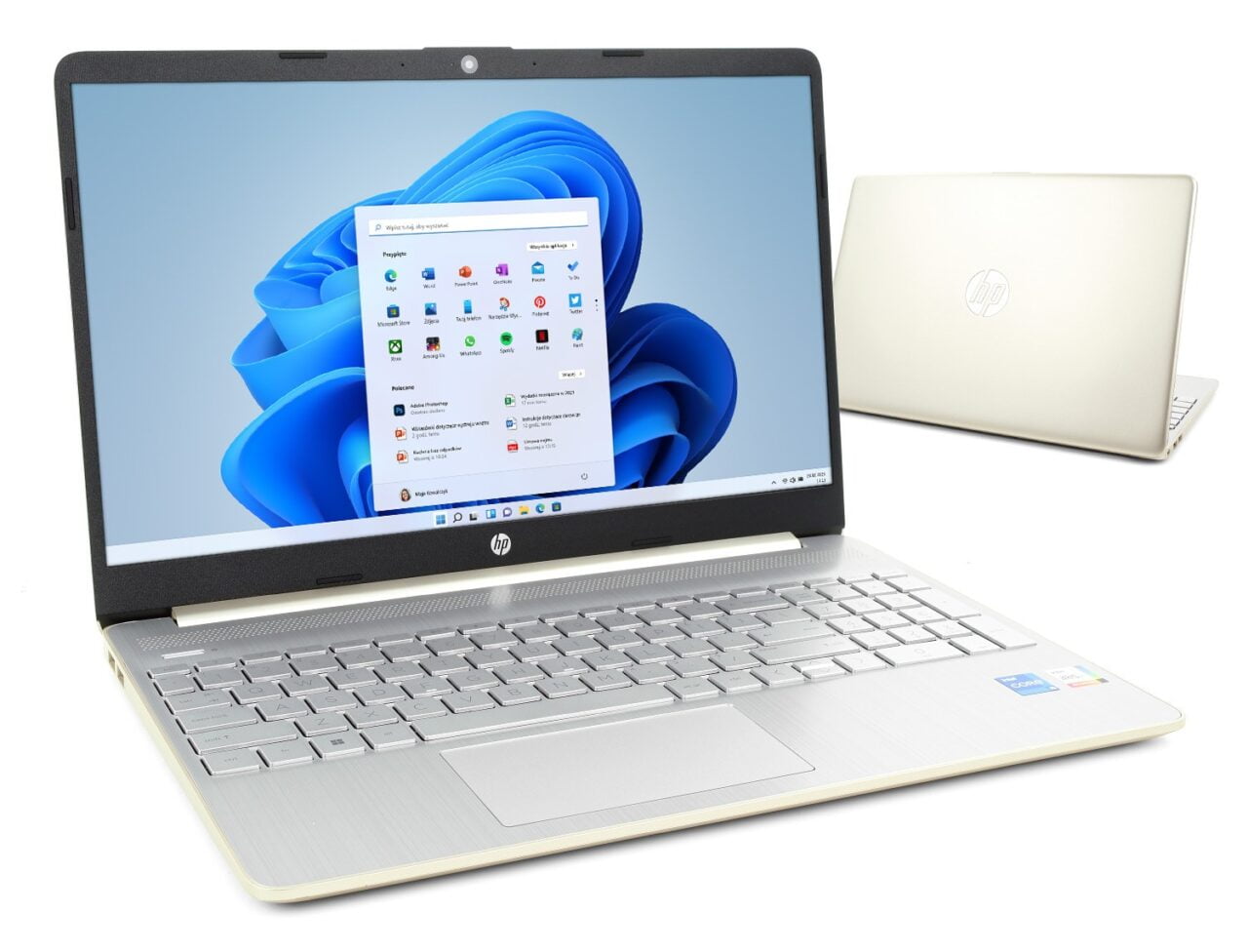 Grafika przedstawiającego polecanego laptopa HP 15s na białym tle
