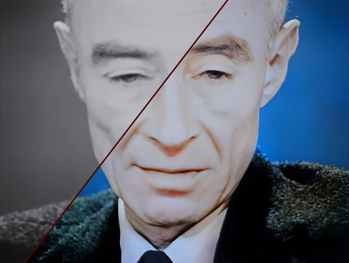 Słynne „Stałem się śmiercią, niszczycielem światów” Oppenheimera w 4K i kolorze. To nagranie trzeba zobaczyć