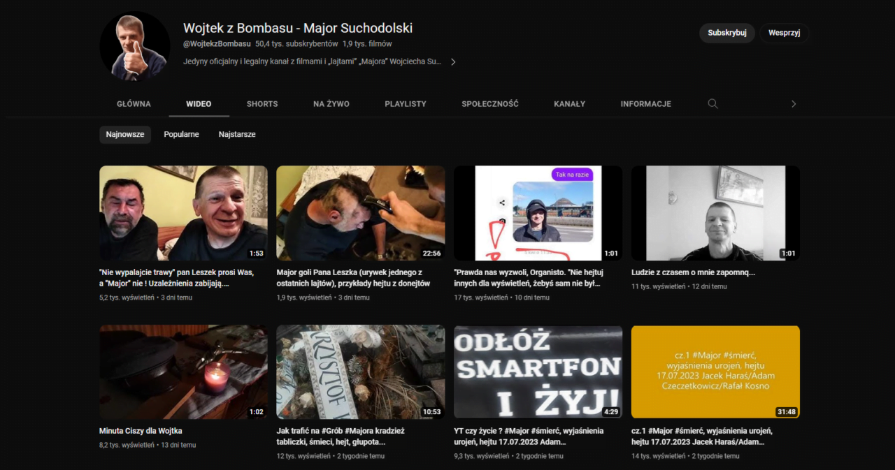 Major Suchodolski nie żyje, ale YouTube dalej pozwala zarabiać jego kanałowi
