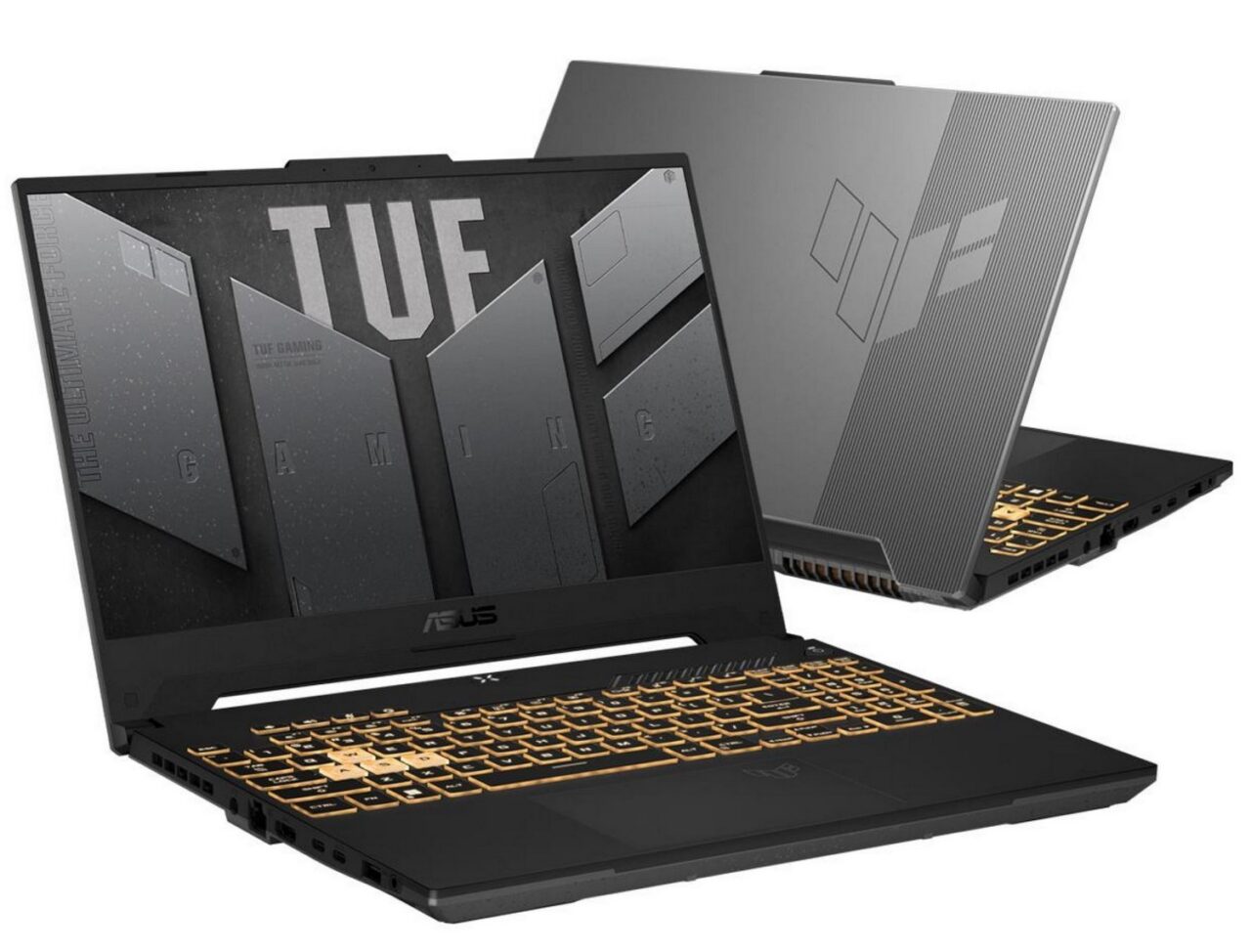 Polecany laptop gamingowy ASUS TUF Gaming F15 na białym tle