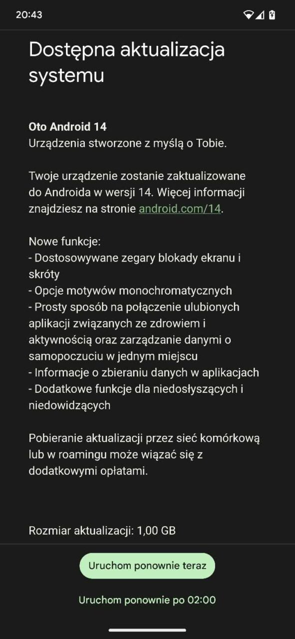 google android 14 aktualizacja pixel 7