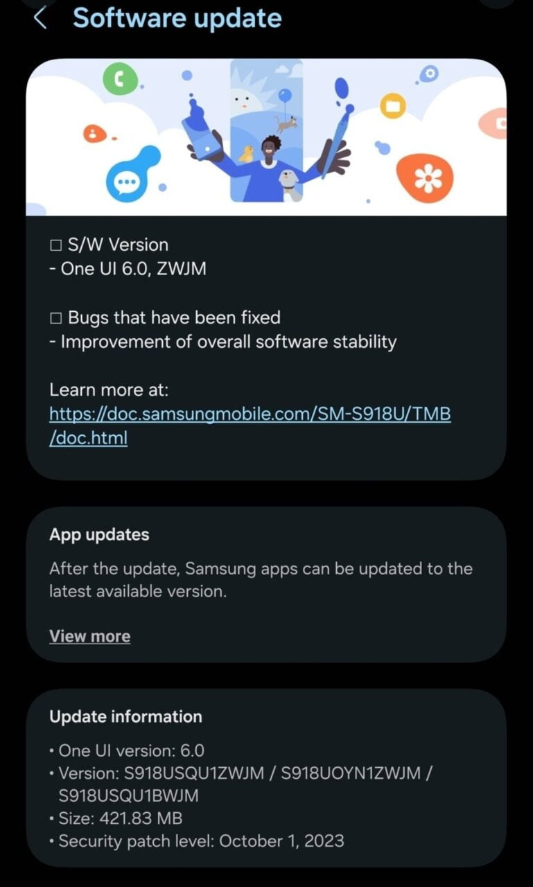 samsung galaxy s23 aktualizacja android 14 one ui 6.0