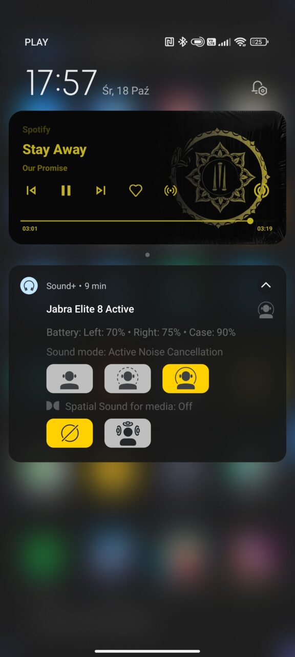 Grafika przedstawiająca program do sterowania słuchawkami Jabra Elite 8 Active