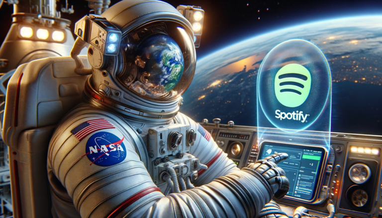 Astronauta NASA słuchający Spotify w kosmosie na pokładzie statku