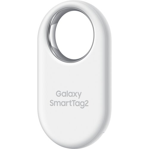 Biały lokalizator Samsung Galaxy SmartTag 2 na białym tle.