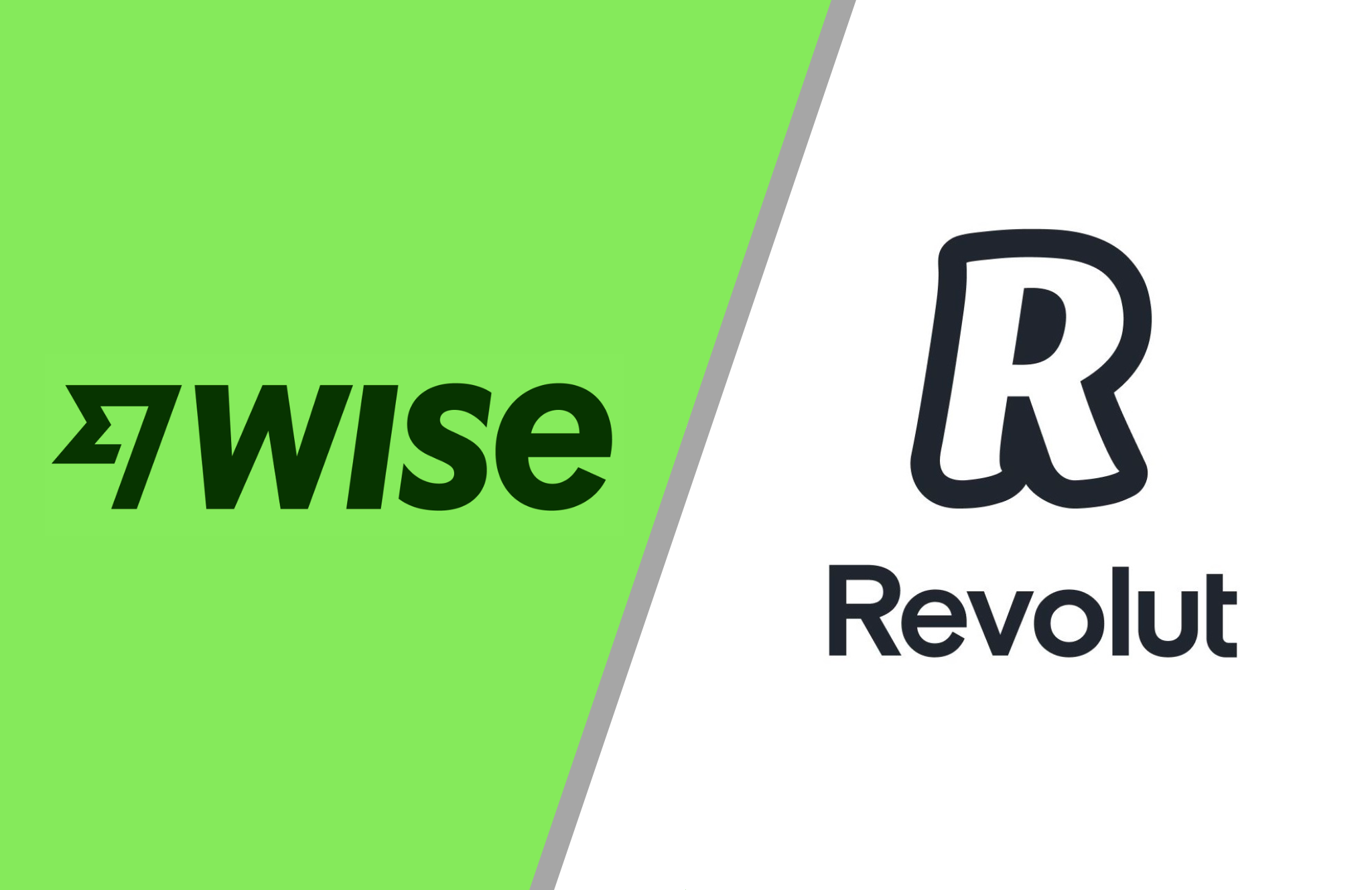 Logo wise na zielonym tle oraz logo Revolut na białym tle.