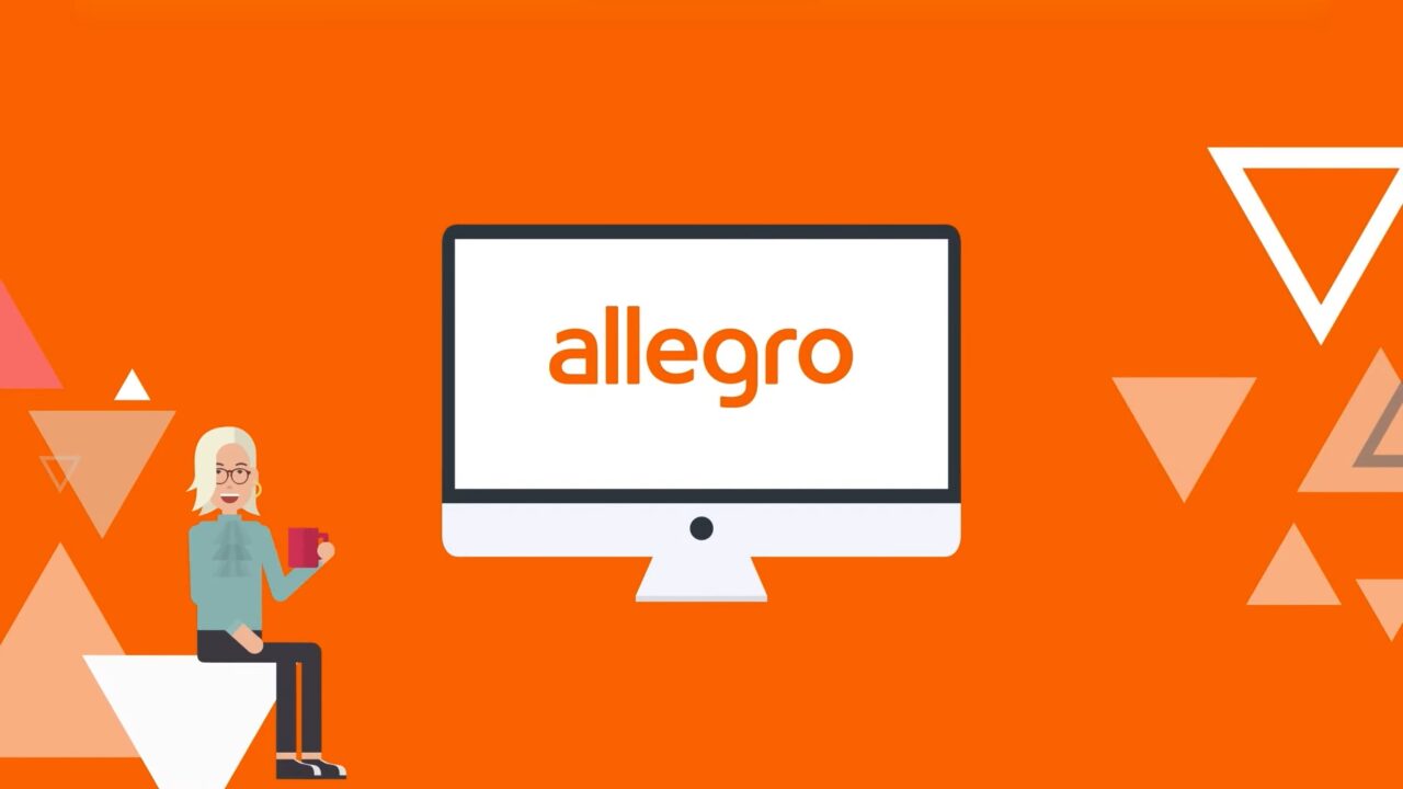 allegro protect monitor z wyświetlanym napisem allegro