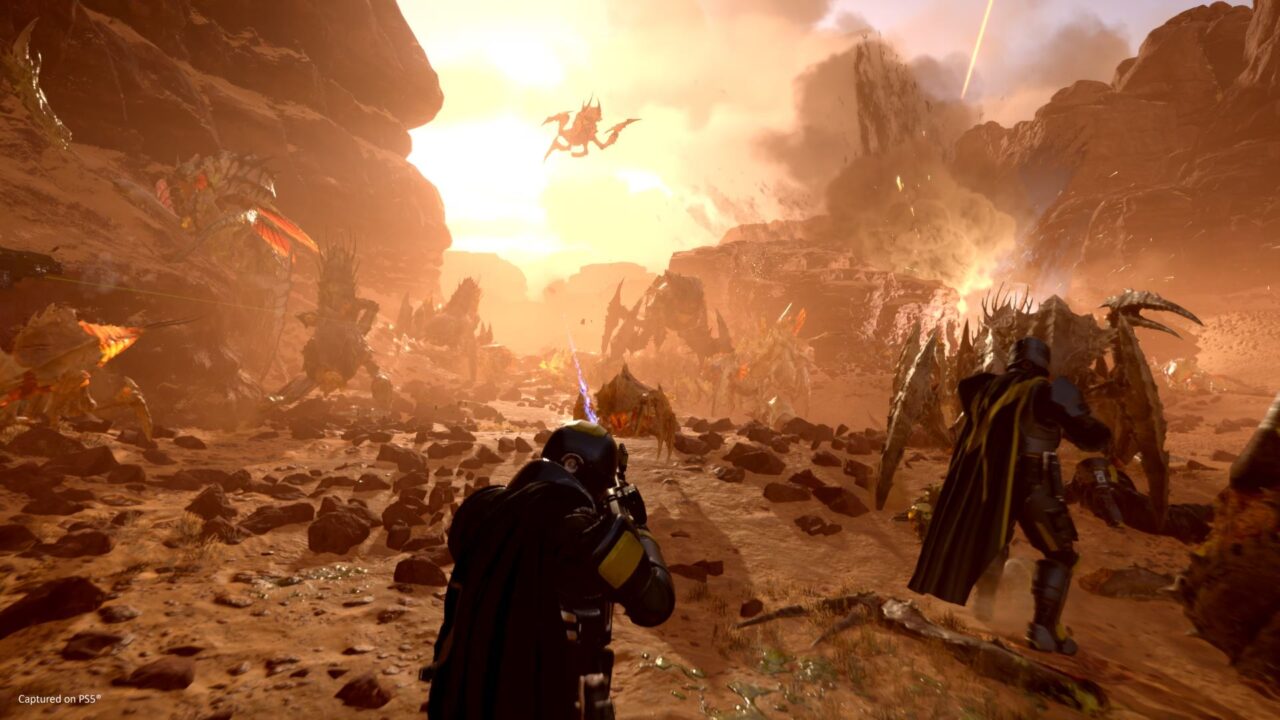 Zrzut ekranu z gry Helldivers II, jedynej zapowiedzi PlayStation Studios na 2024 rok