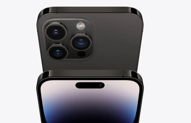 Czarny, nowoczesny smartphone z potrójnym aparatem oraz projektor LED z tyłu oraz przednią częścią z wcięciem ekranu i czujnikiem na górze.