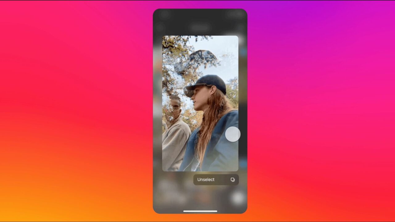 Aplikacja Instagram na gradientowym tle