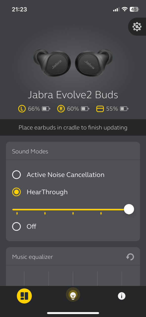 recenzja jabra evolve2 buds - aplikacja Android iOS