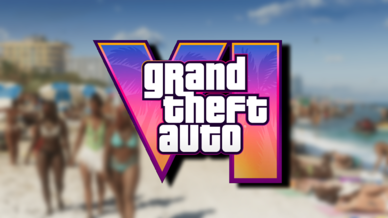 Logo GTA VI na tle plaży z gry