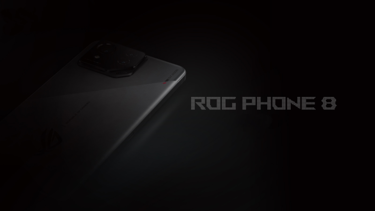 Smartfon ROG PHONE 8 na ciemnym tle z napisem "Coming soon".
