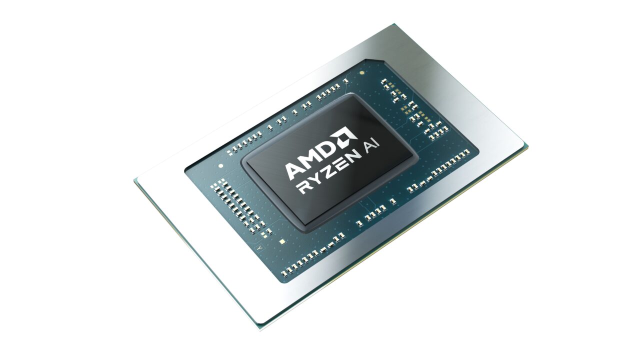 Procesor AMD Ryzen AI na białym tle.