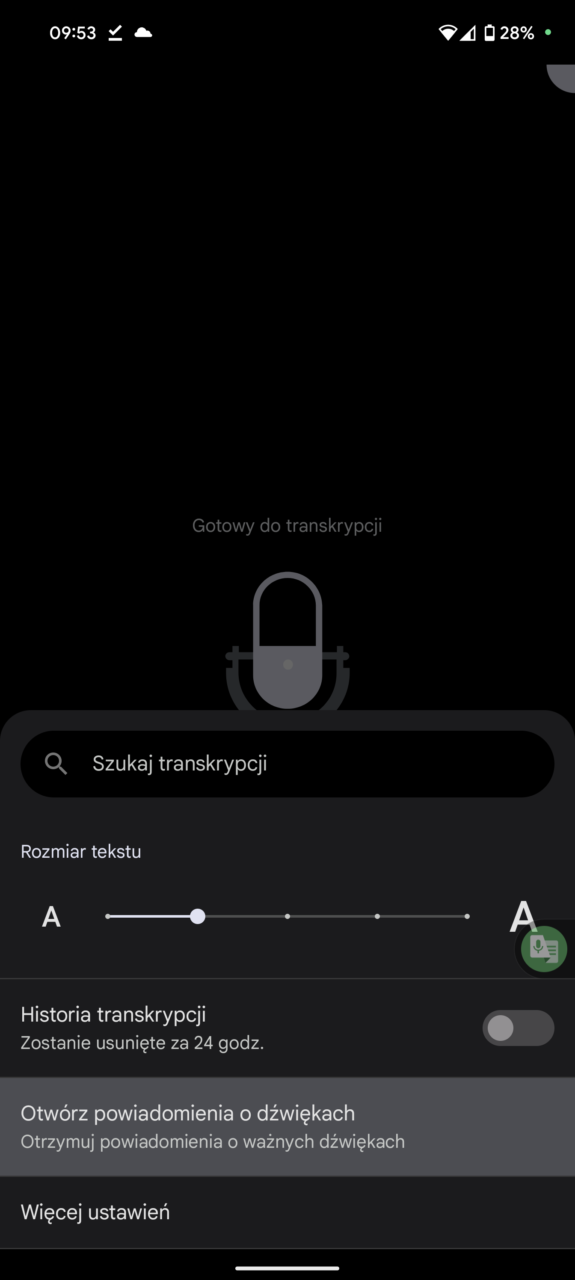 Recenzja Google Pixel 8 Pro. Funkcja Transkrypcja na żywo