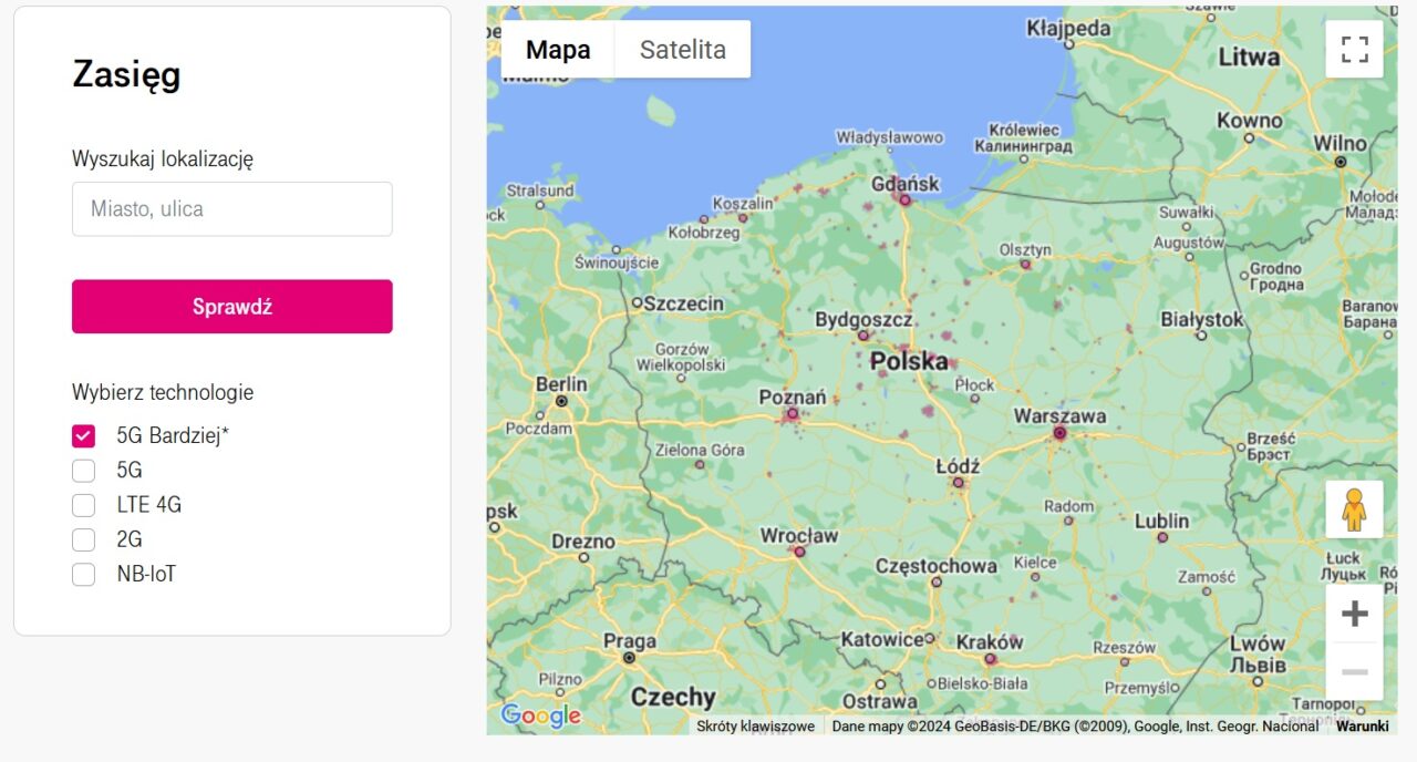 mapa zasięgu t-mobile