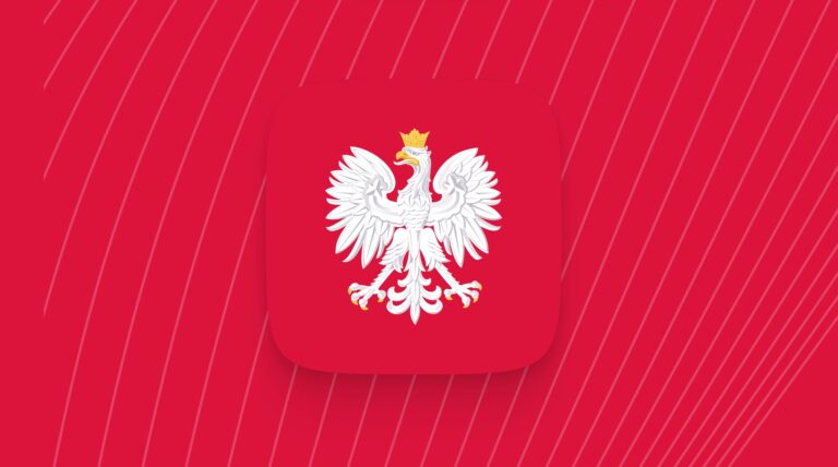 grafika z godłem Polski na czerwonym tle związana z aplikacją mObywatel