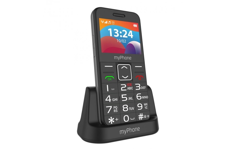 klasyczny telefon z klawiaturą dla seniora myPhone Halo 3 LTE z podstawką ładującą