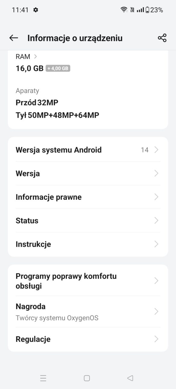 Recenzja OnePlus 12. Zrzuty ekranu. OxygenOS, Android 14
