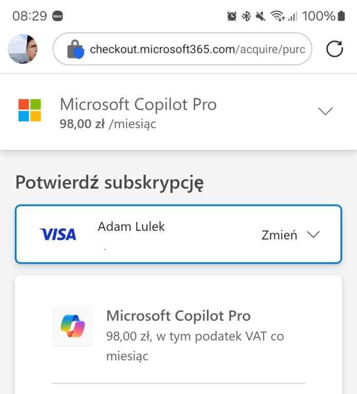 Preço do Microsoft Copilot Pro na Polônia