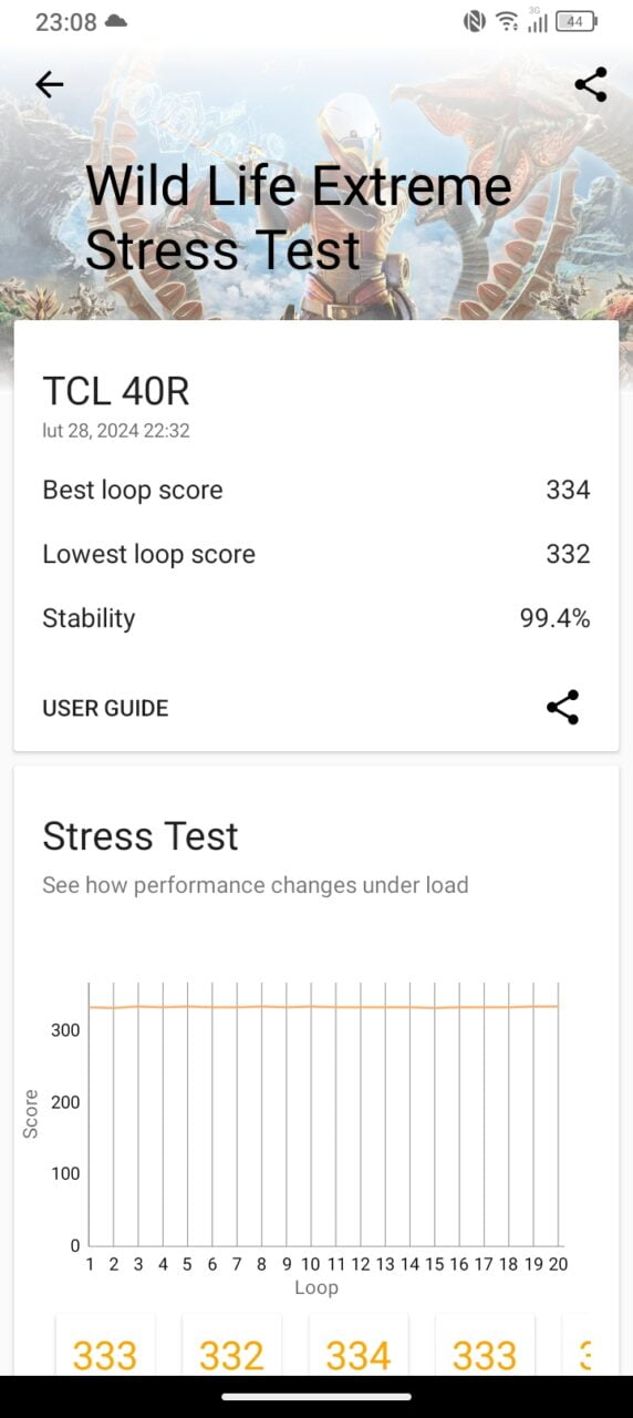 tcl 40 nxtpaper 5g 3d mark stress test