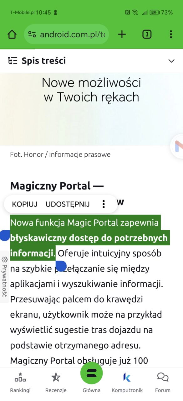 Działanie Magic Portal w Honor Magic6 Pro
