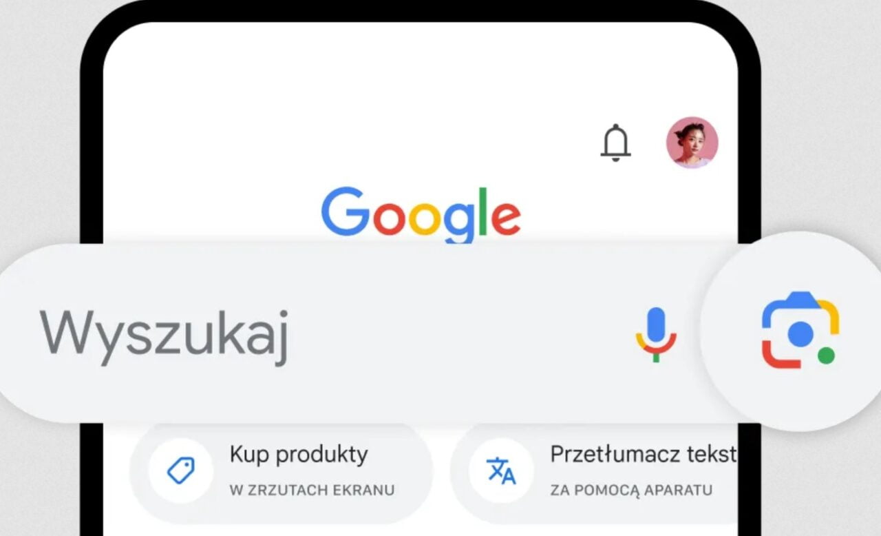 Obiektyw Google ikona na pasku wyszukiwania