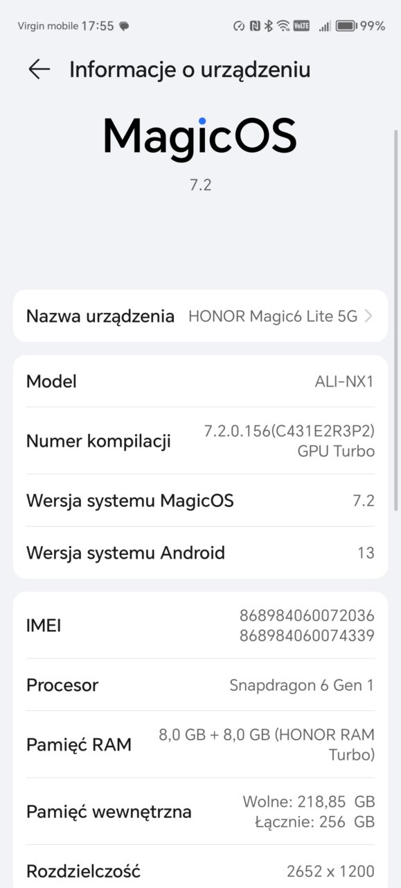 Honor Magic6 Lite zrzut ekranu