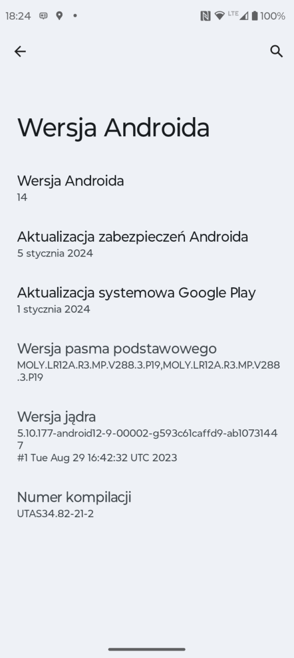 Motorola moto g24 power. zrzut ekranu interfejs myux. android 14