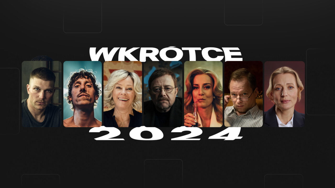 Netflix. Reklama telewizyjna z portretami sześciu różnych osób oraz napisem "WKROTCCE 2024".