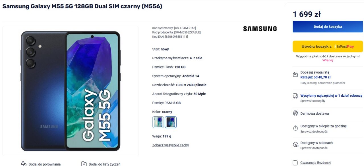 Samsung Galaxy M55 5G w sklepie Komputronik z opcją zakupu przez InPost Pay