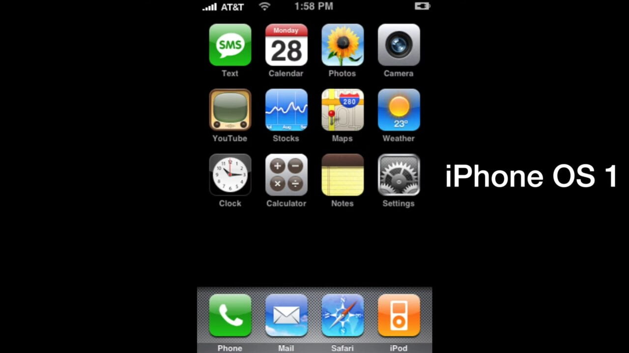 zrzut ekranu z systemu iPhone OS 1