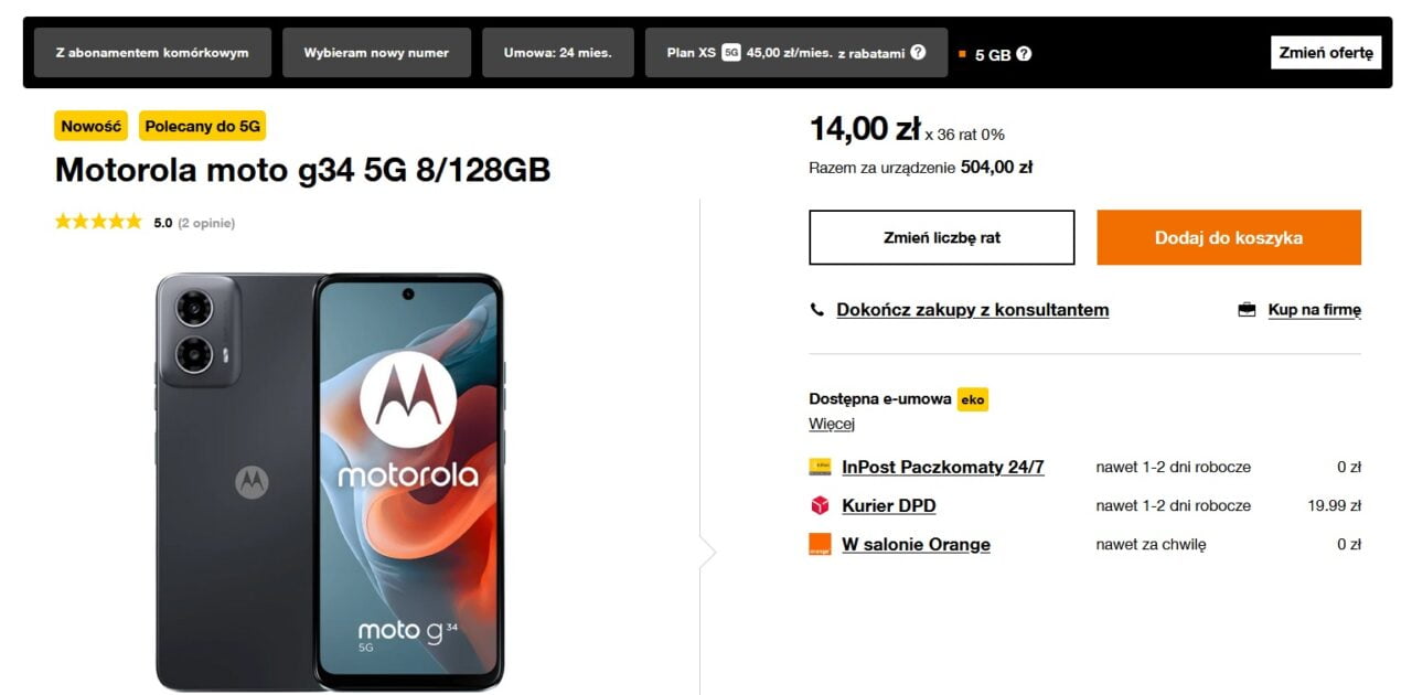 abonament z telefonem w orange - Motorola Moto G34