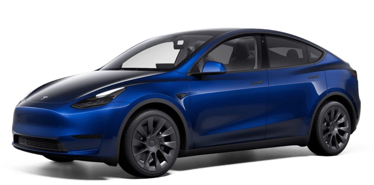 Tesla Model Y Long Range RWD niebieska z konfiguratora producenta