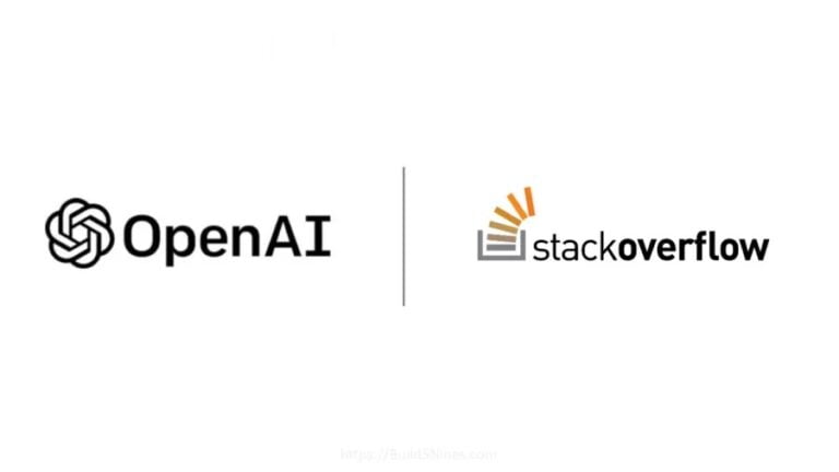 Logotypy OpenAI i Stack Overflow umieszczone obok siebie na białym tle.