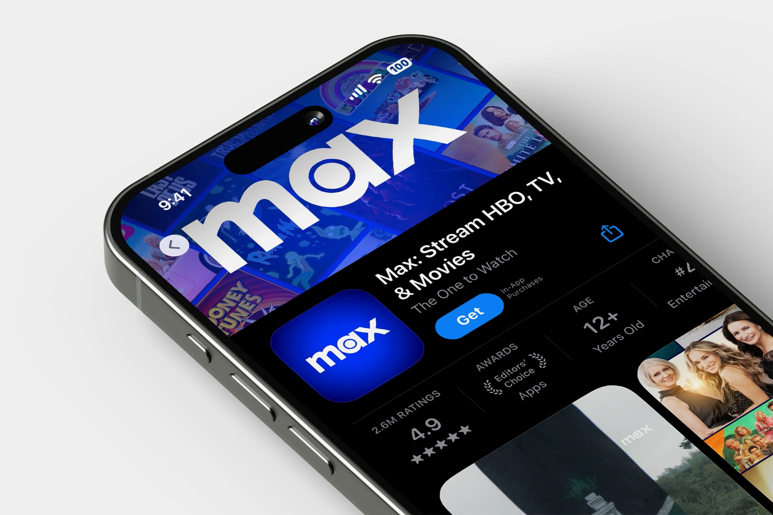 Aplikacja "Max: Stream HBO, TV & Movies" na ekranie smartfona.