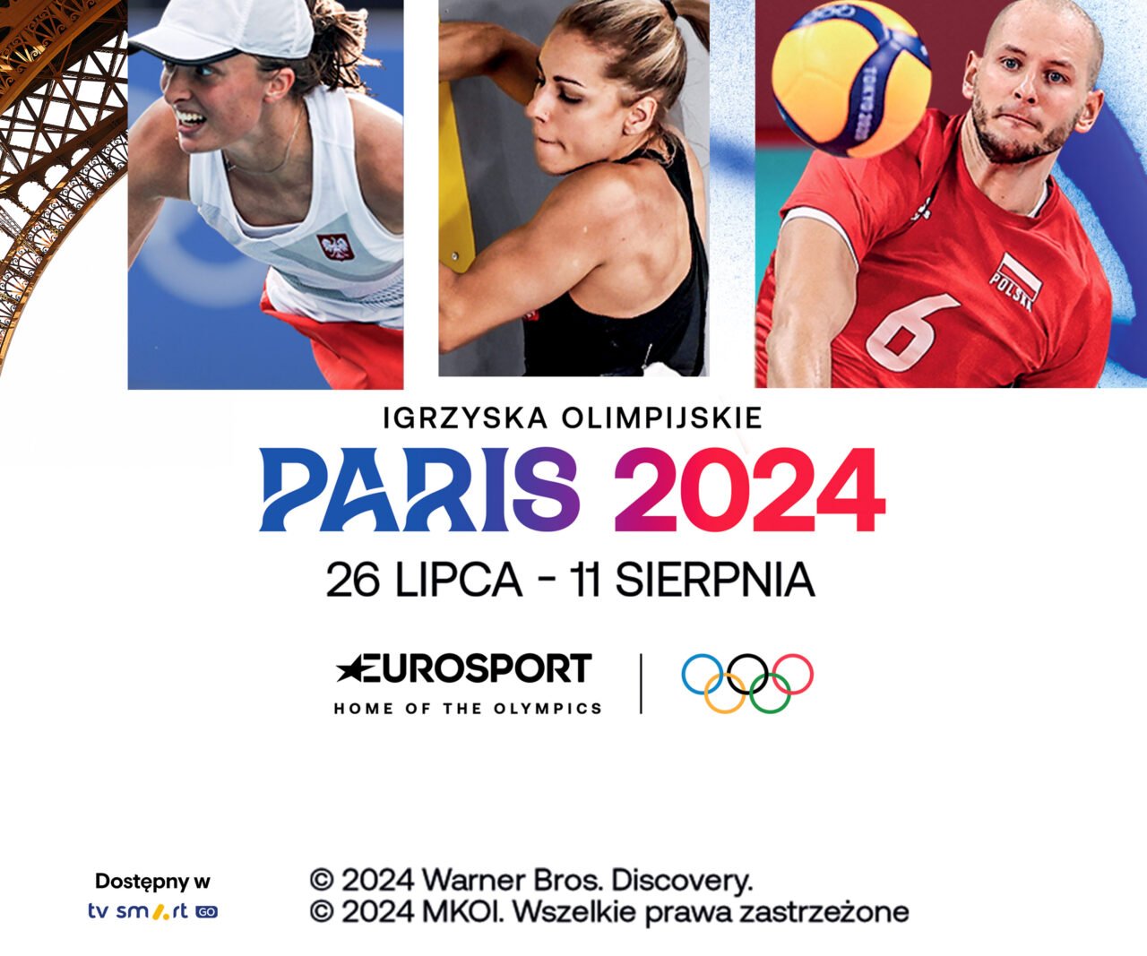 Telewizja na smartfonie - Igrzyska Olimpijskie PARIS 2024, 26 lipca - 11 sierpnia, Eurosport, Home of the Olympics.