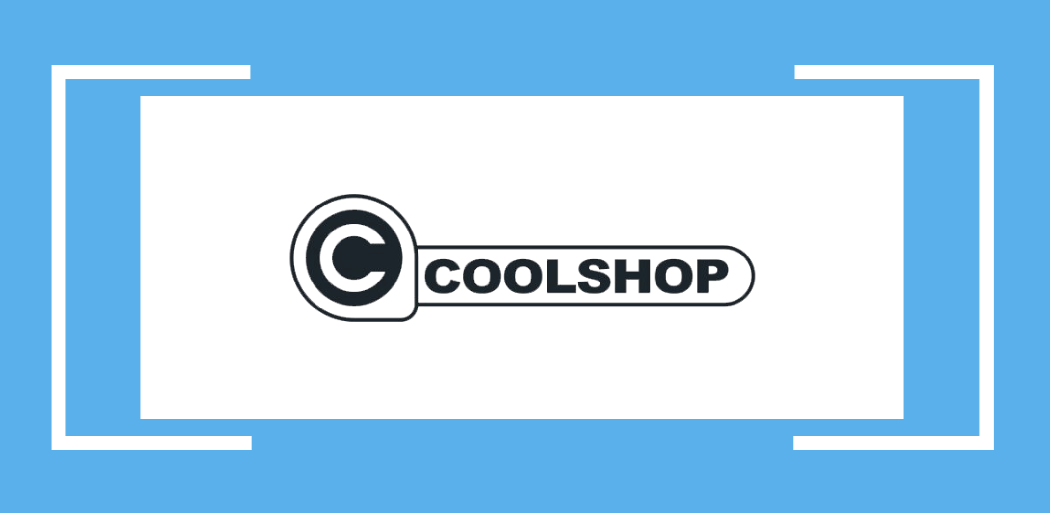 Logo Coolshop na biało-niebieskim tle.