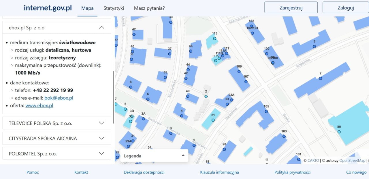 światłowód mapa ze strony internet.gov.pl